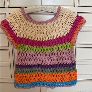 Vintage Crochet Striped Top